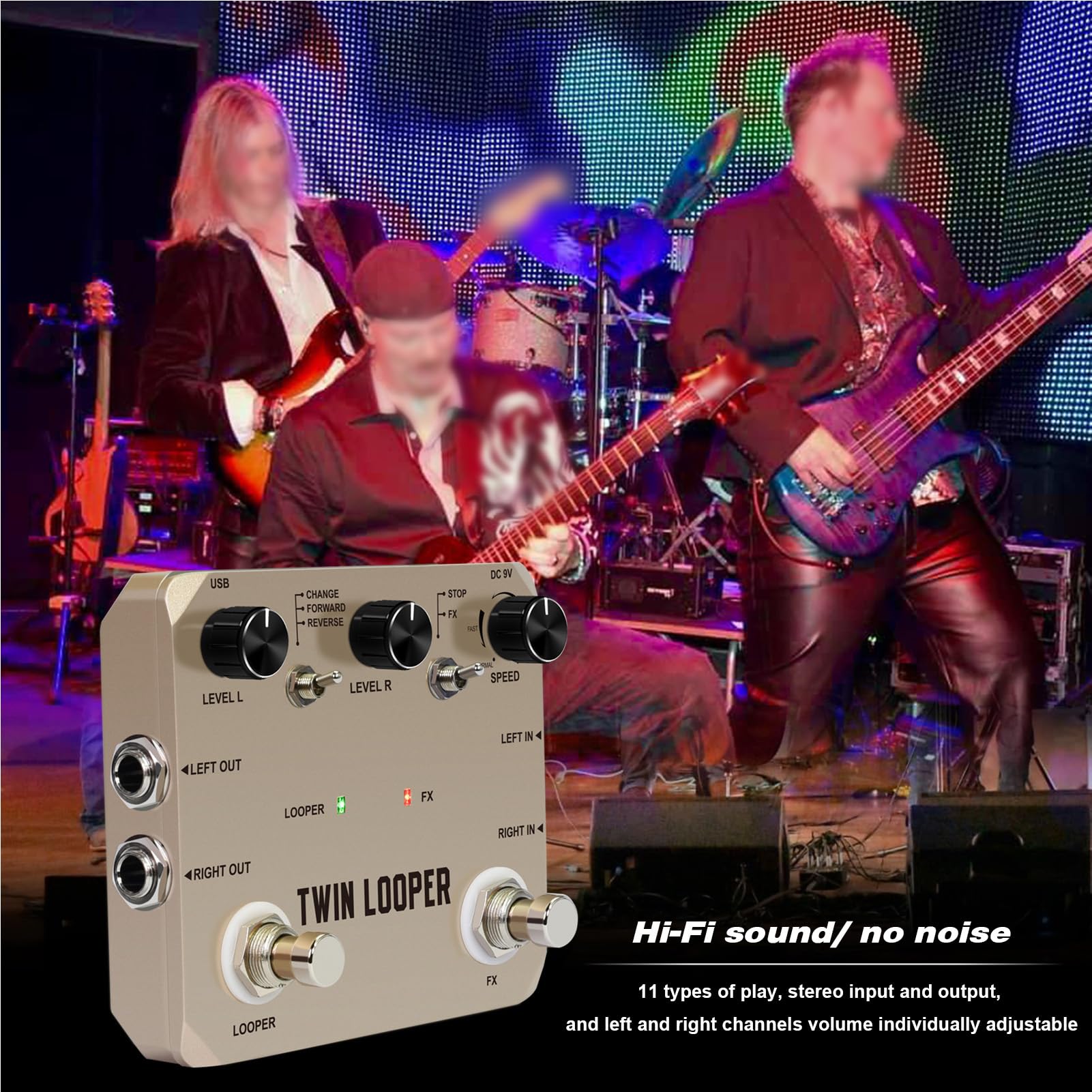Rowin Guitar Looper Pedal Professional 11 Typów Odtwarzania 10 Minut Nagrywania 24-bitowe Próbkowanie Gitara ze Stopu Cynku Loop Station Pedał Efektów do Występów na Gitarze