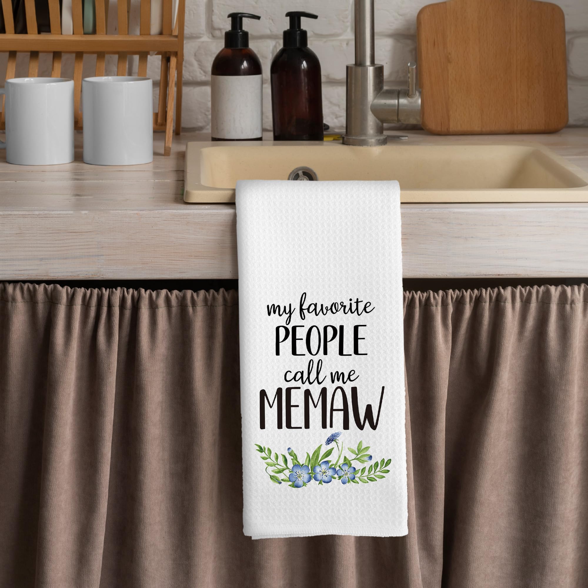 Memaw Gifts Kitchen Towels - Grandma Gifts from Grandkids Dish Towels, Rustic Grandma Mothers Day Birthday Decorative Absorbent Dishcloths Hand Towel for Kitchen Decor 16x24 Inches