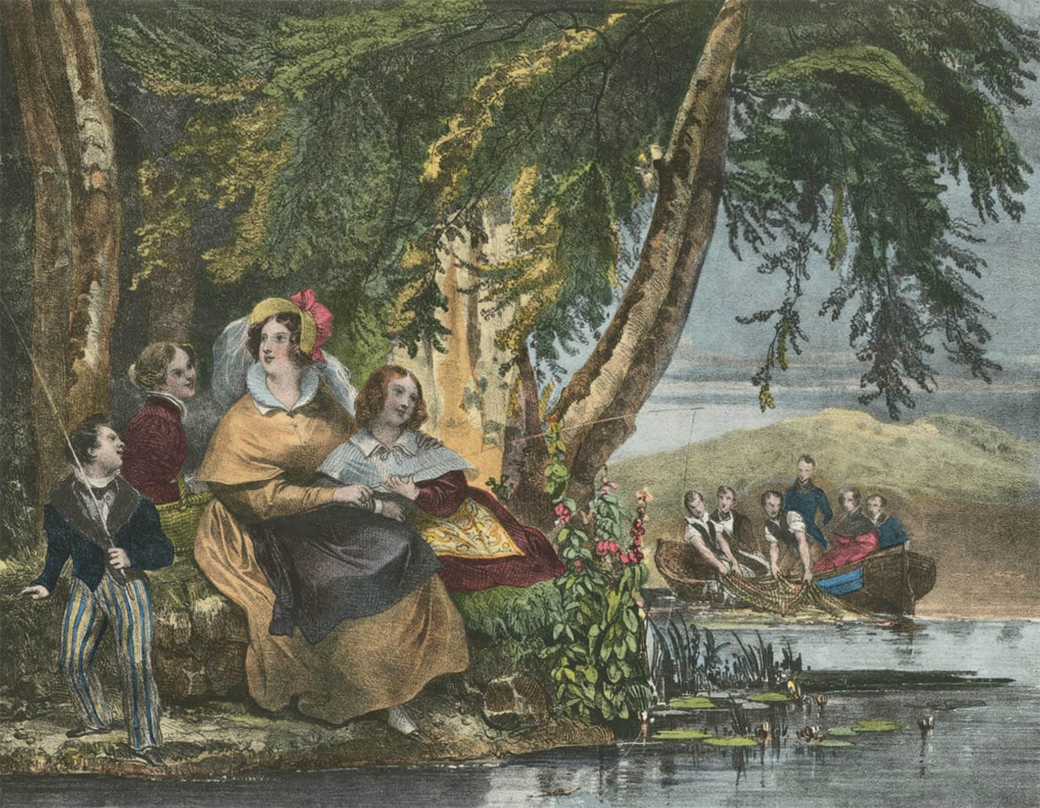 ARTXLXXBN Famous Art Print Poster Vintage Wall Art the Peche Fishing by Achille Devéria Canvas Art Poster for Home Decor 60x90cm