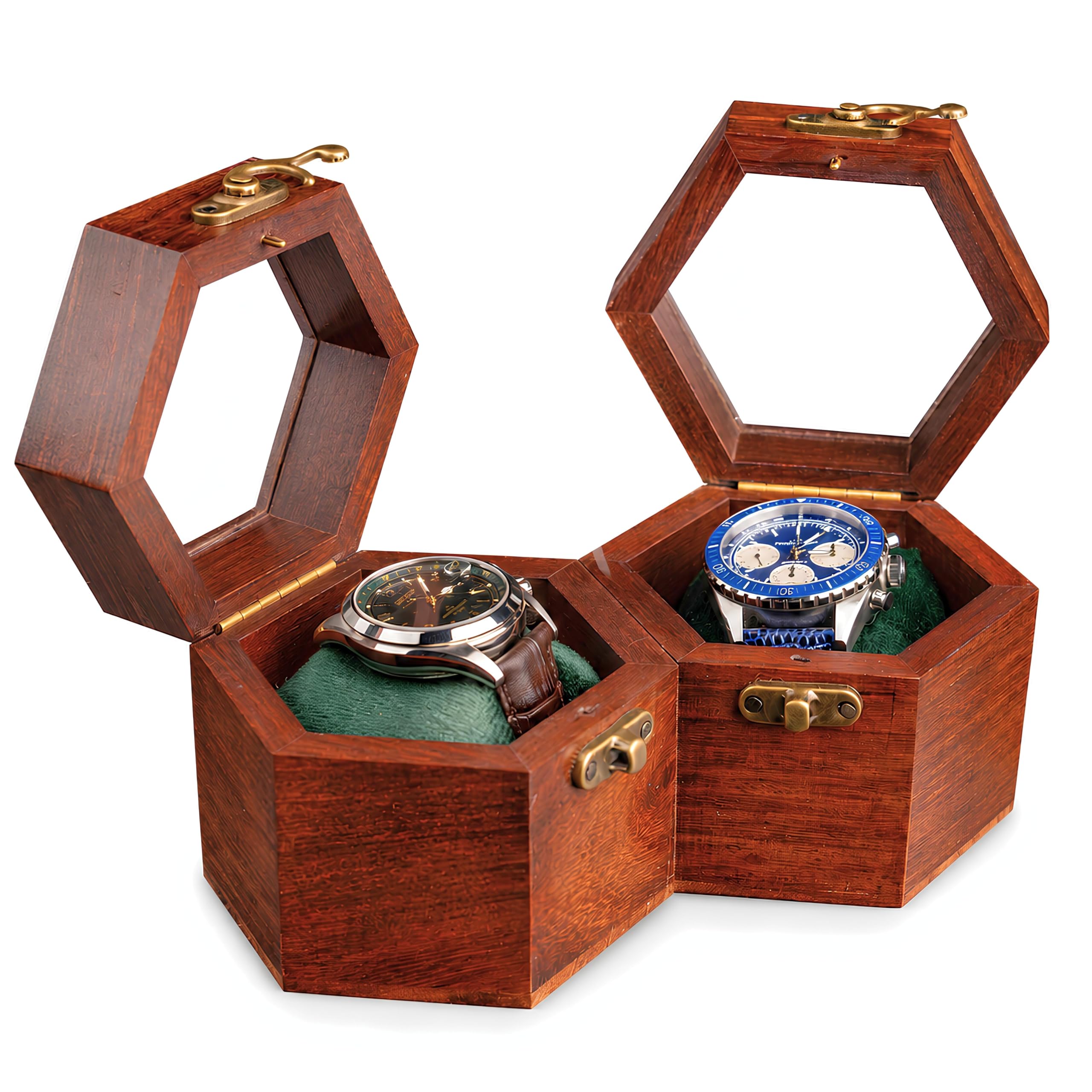 Boîte à Montres Double Fente pour Homme - Rangement en Palissandre Foncé - Cadeau de Saint-Valentin - Organisateur