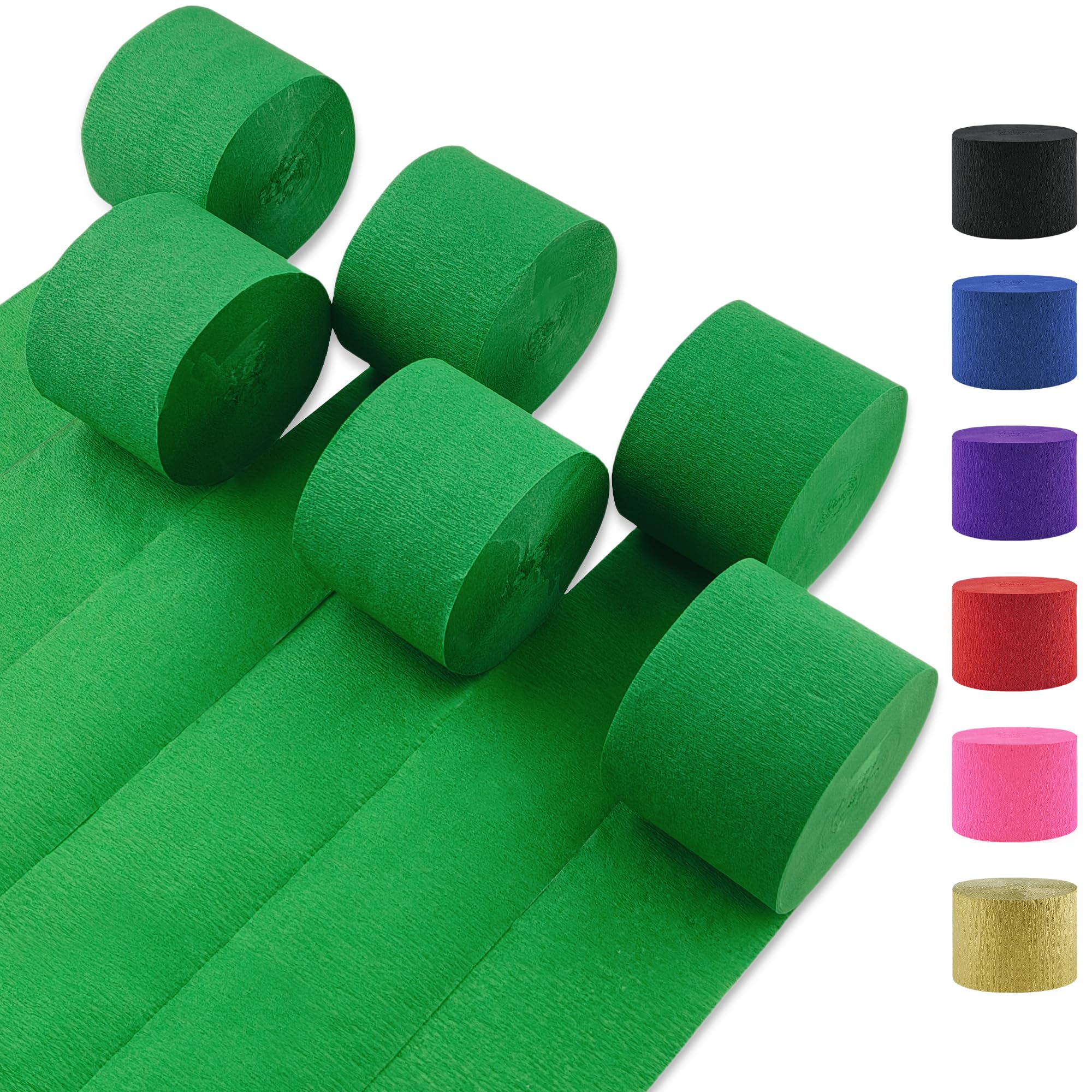 Oun Nana Crepe Paper Streamers 6 Rolls Green 2.2 Inches 738 Feet, Party Supplies DIY Crafts for Birthday, Wedding, Baby Shower, Bachelorette, Graduations Decorations