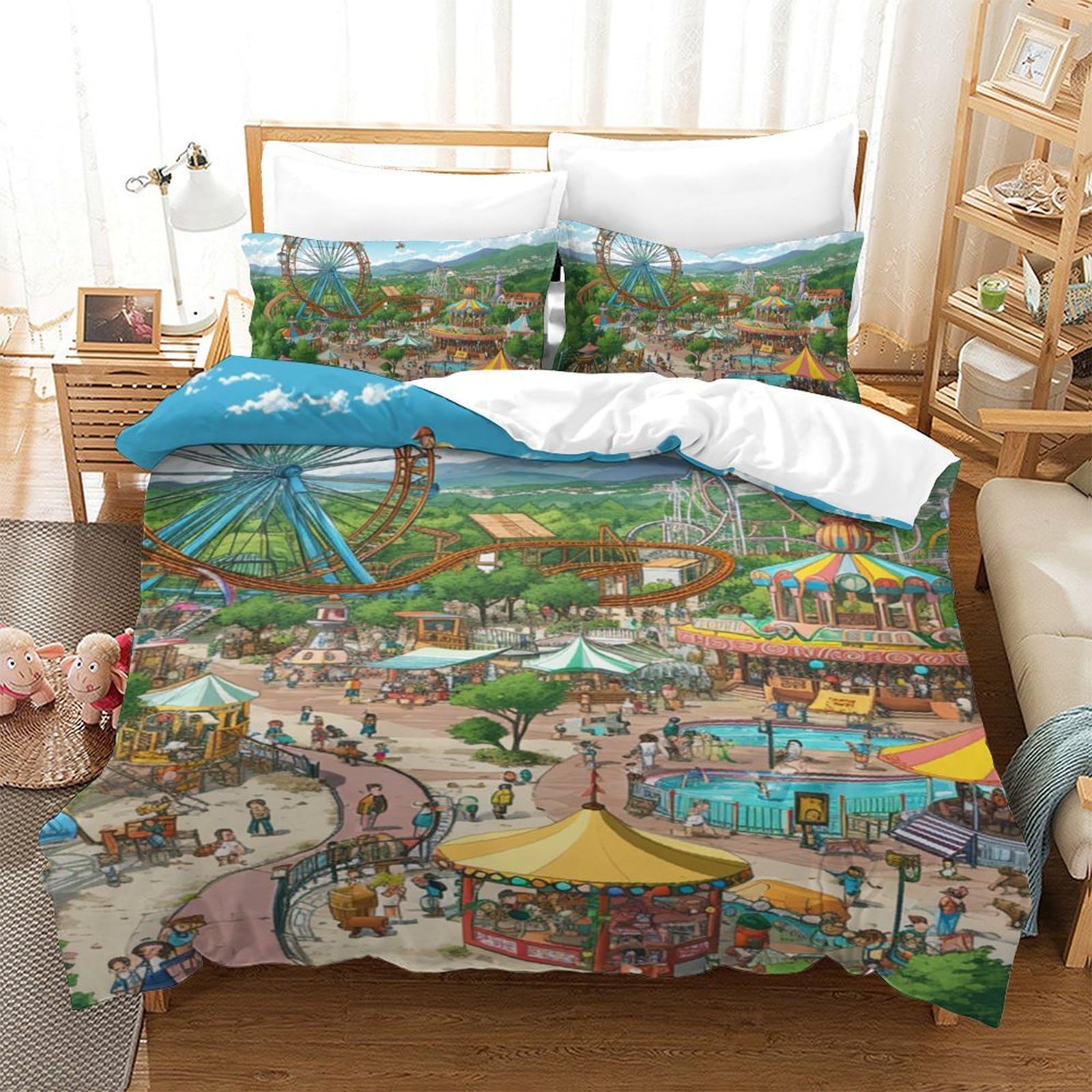 Housse de couette avec fermeture éclair motif 3D pour éviter que la couette des enfants glisse