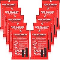 Macarrie 10-Pack 39x39" Fiberglass Fire Blankets - Emergency Suppression for Kitchen, Home, Car, Office Grease Fires (Red)