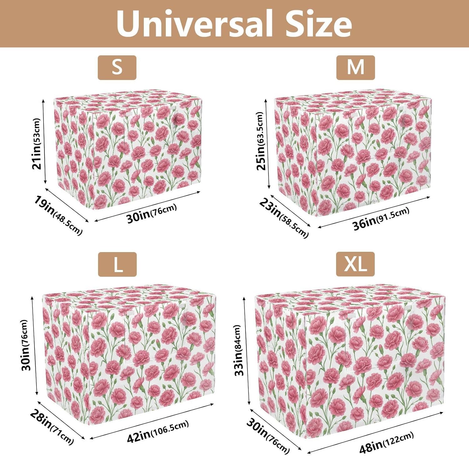 Duty 600D Silver Coated Dog Crate Cover, Water-Resistant Flowers Print Pet Kennel Canopy with Mesh Windows for Optimal Ventilation, Universal Fit for Standard Wire Cage, Indoor & Travel