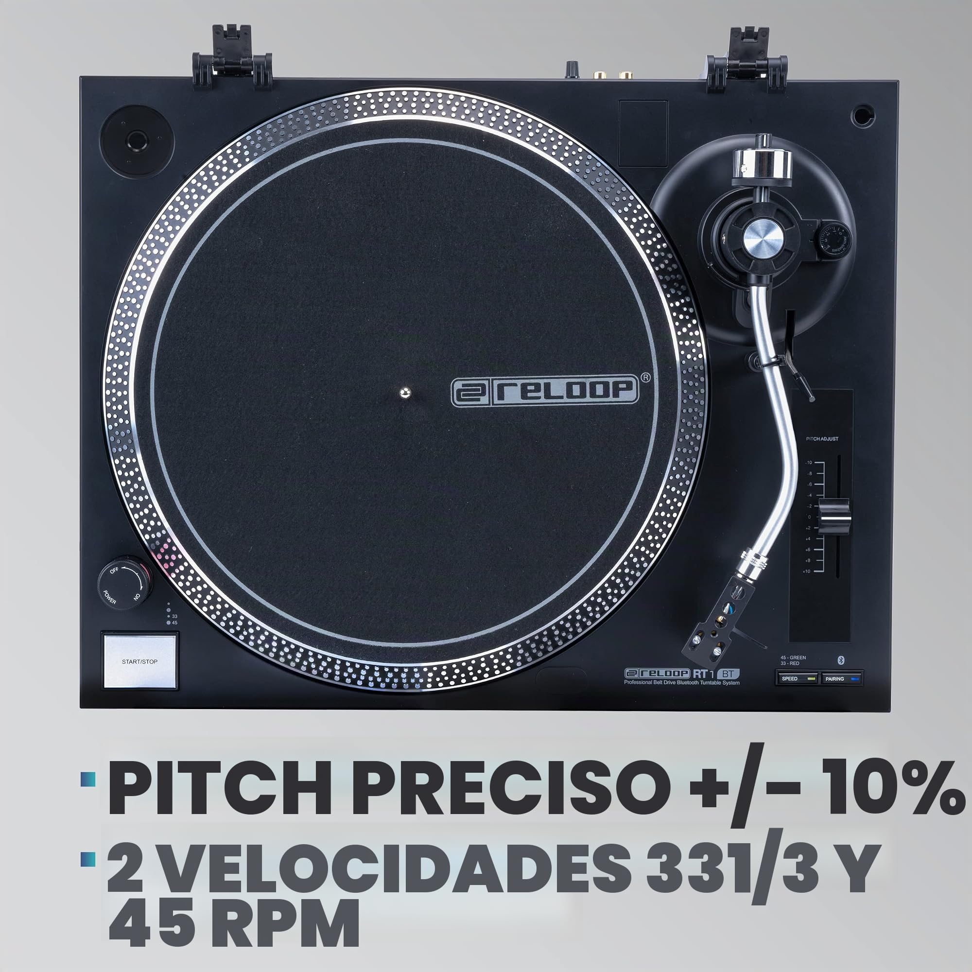 Giradiscos Reloop RT-1 BT con accionamiento por Correa para Aplicaciones de DJ y HiFi, Salida Bluetooth para conexión inalámbrica con Altavoces Bluetooth