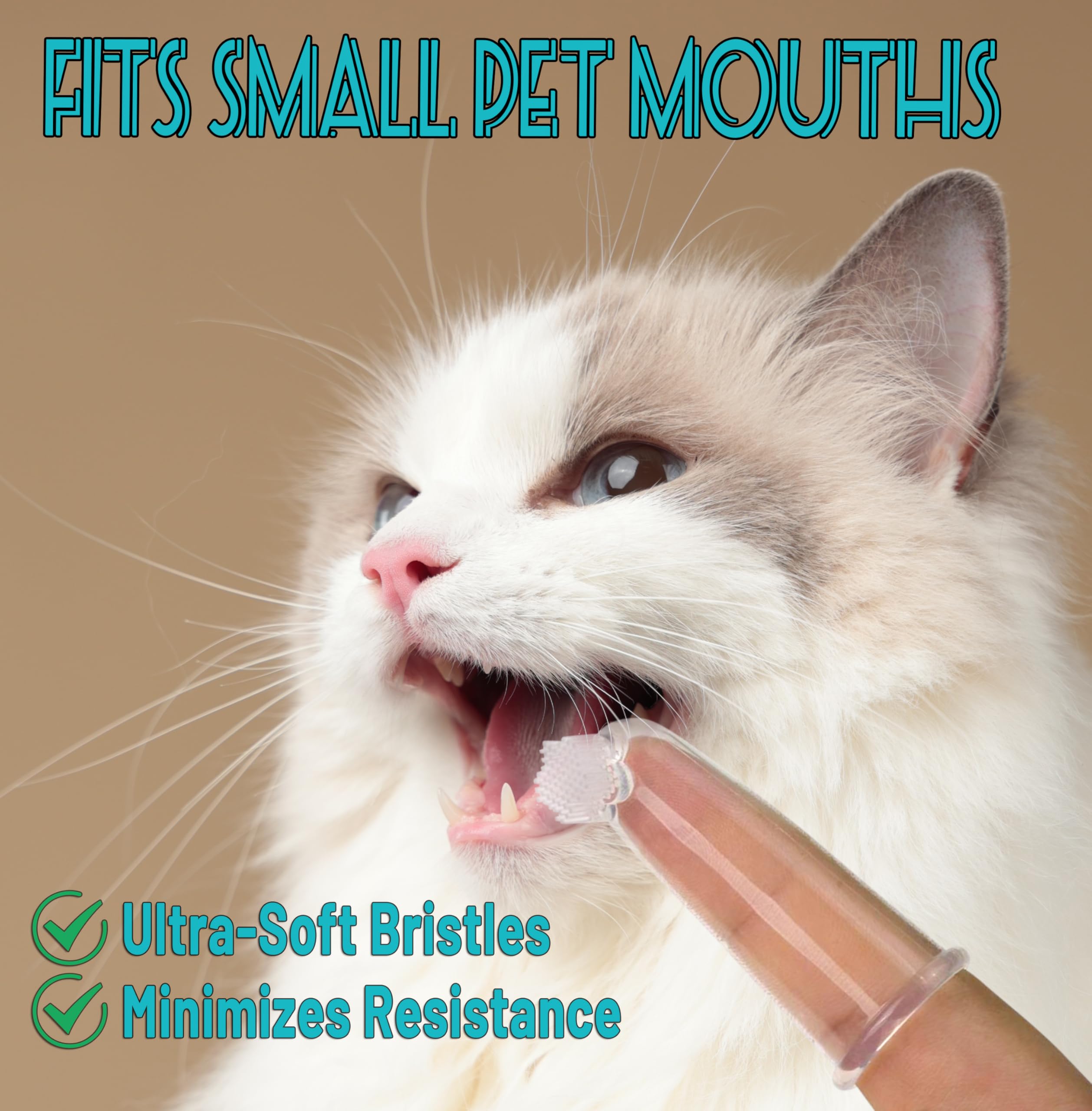 E.M&S.T by Emmeliestella - Kit de cepillo de dientes para perros y gatos pequeños, micro cabeza, cepillo de dientes para gatitos, cepillo de dedos, kit de iniciación, diseño redondo y puntiagudo,