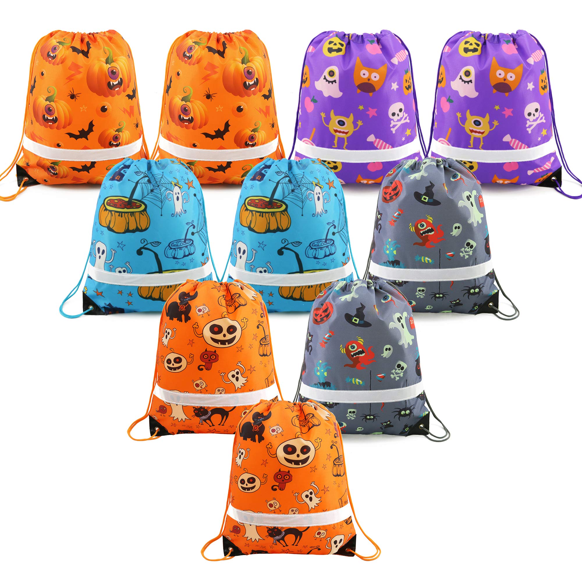 Drawstring Backpack Bags Reflective 10 Pack - - Large