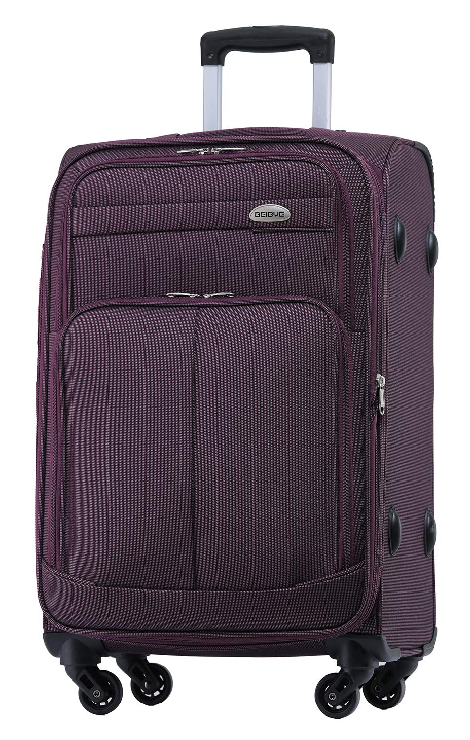 BEIBYE Leichter Stoffkoffer Kofferset Trolley Außentaschen Dehungsfuge mehr Stauraum mit Zahlenschloss (Lila, L-Mittlerer Koffer-64cm)