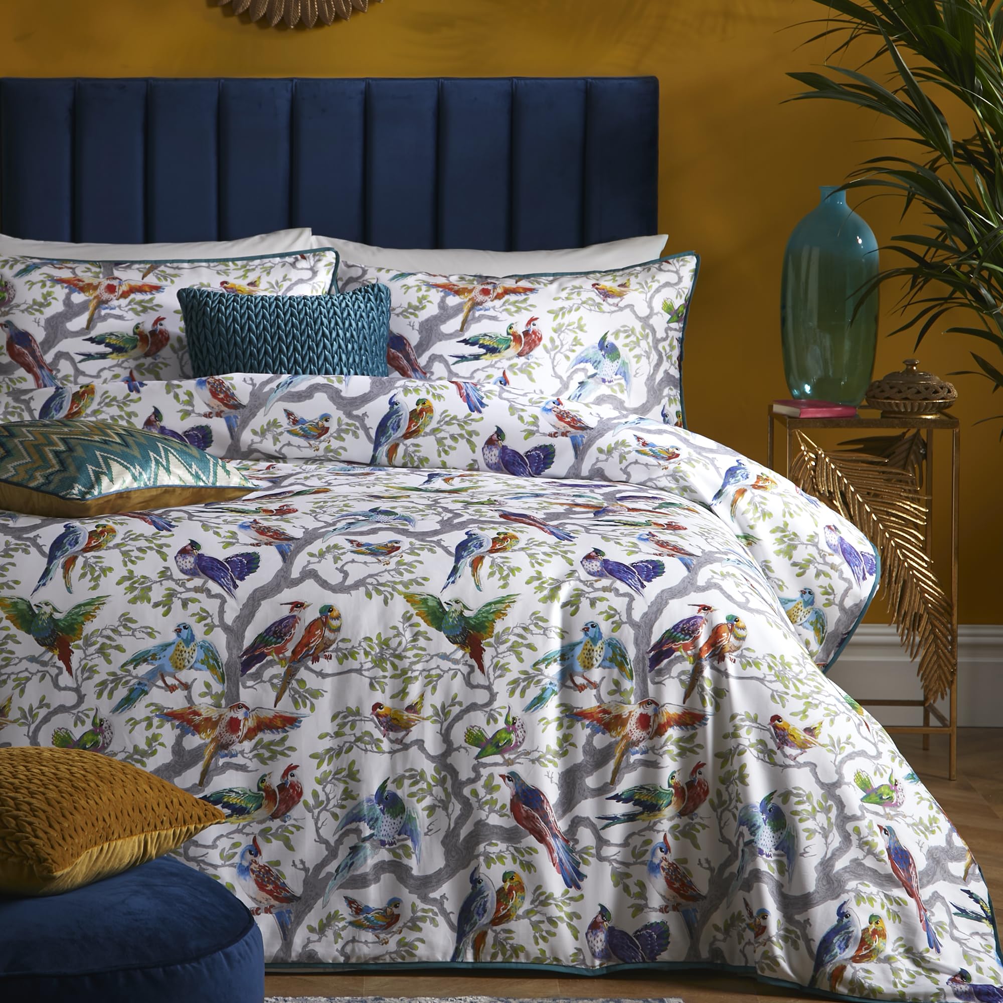 Laurence Llewelyn-Bowen, Multi-Colours Birds Duvet Cover, Super King Bedding Size (260 x 220cm), Soft 100% Cotton Sateen - Image 4