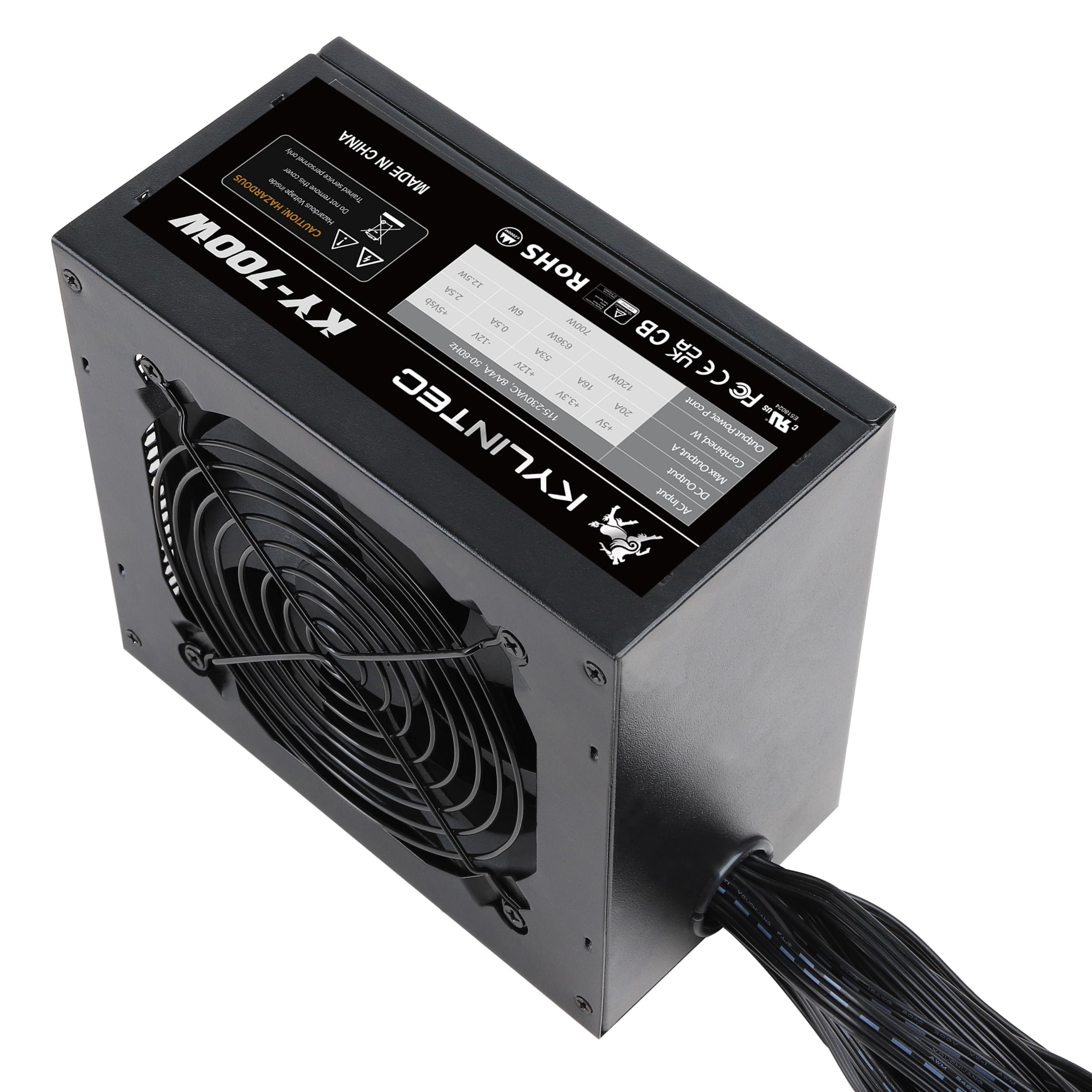 Zasilacz do gier 700 W PC, zasilacz 12 V do komputera z cichym wentylatorem 120 mm, niemodułowy zasilacz