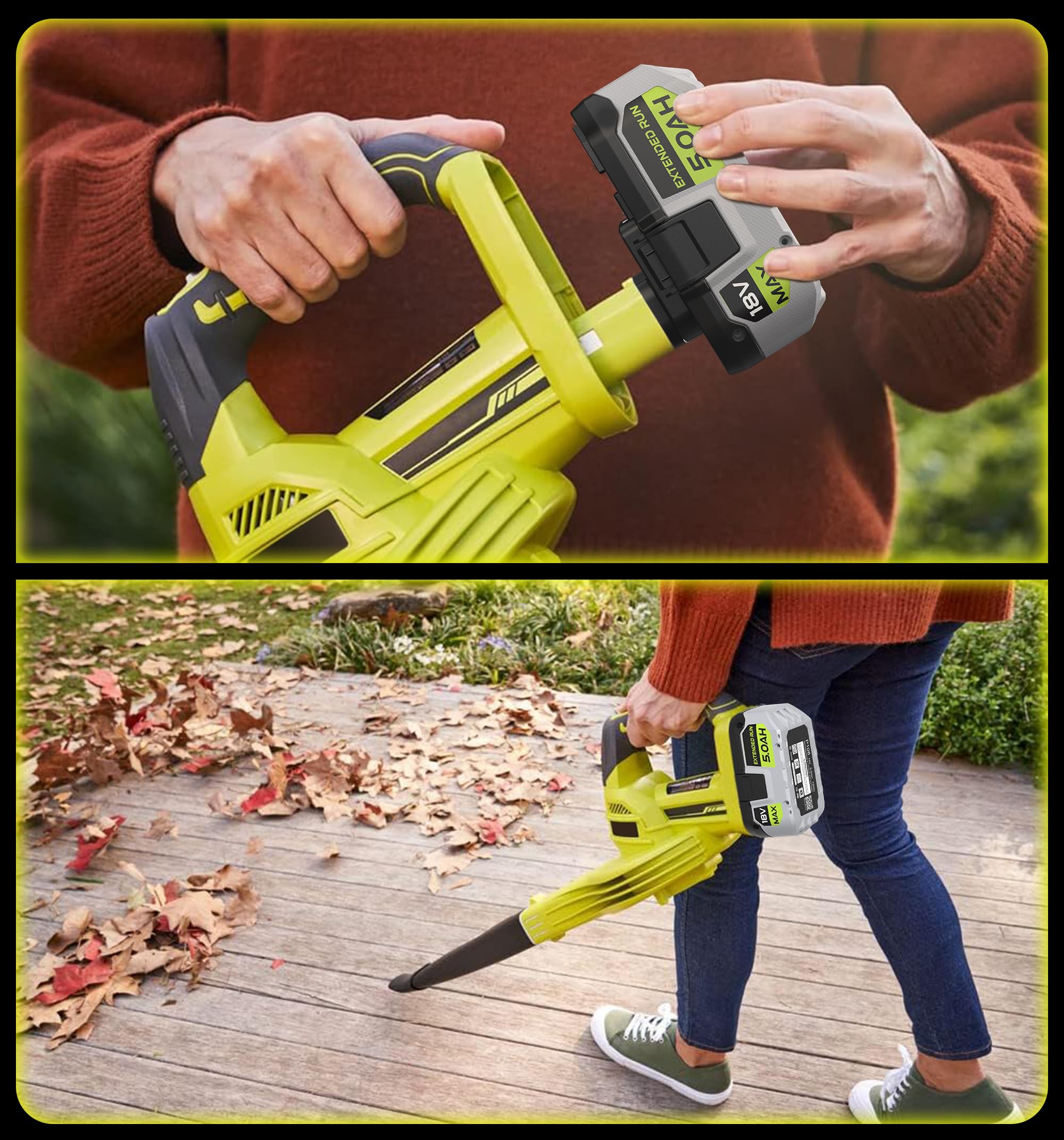 5,0 Ah de rechange pour Ryobi 18 V ONE + batterie P108 P102 P103 P104 P105 P107 P109 P122 compatible avec Ryobi 18 V ONE + outils électriques sans fil