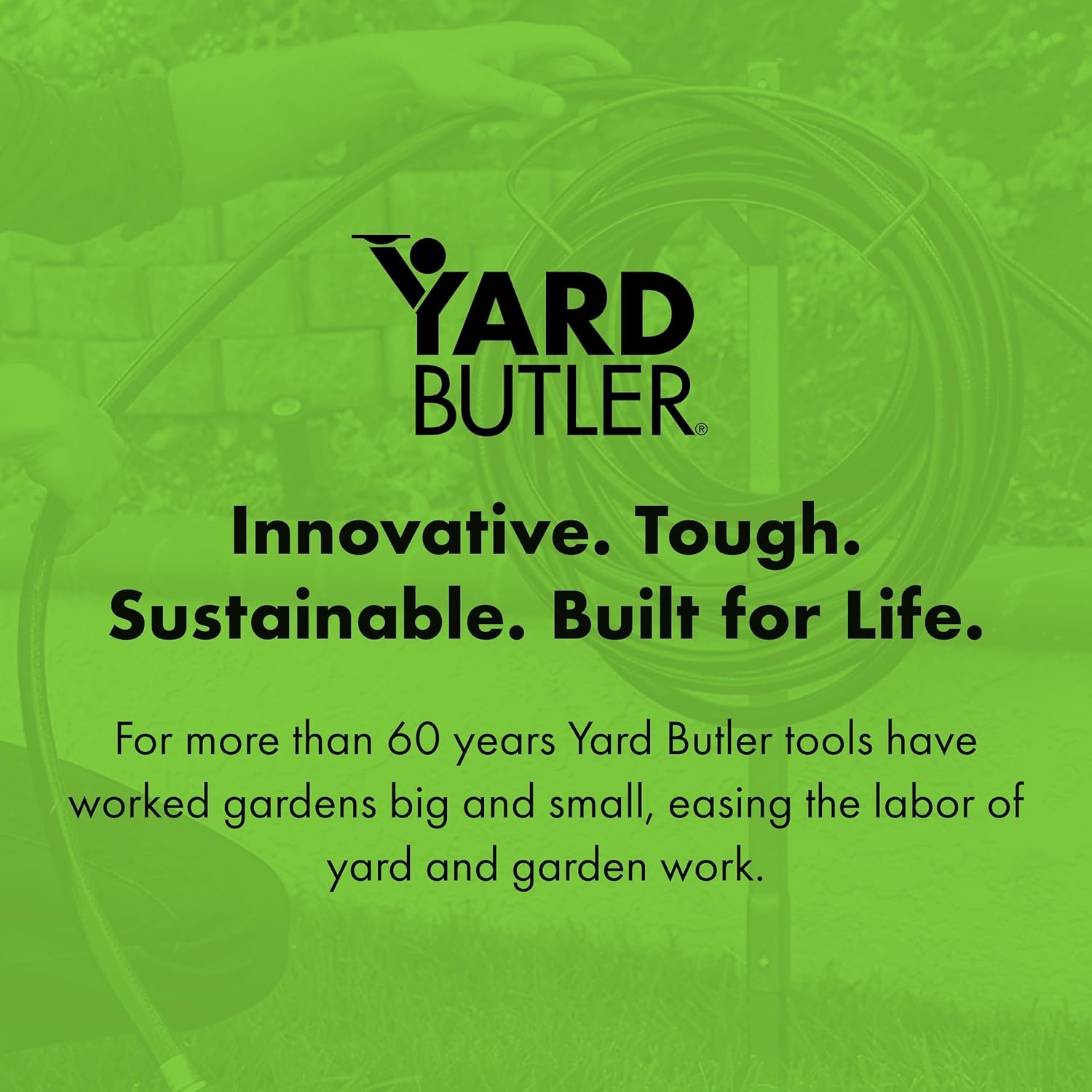 Yard Butler Silver Steel Free Standing Hose Hanger with Spigot