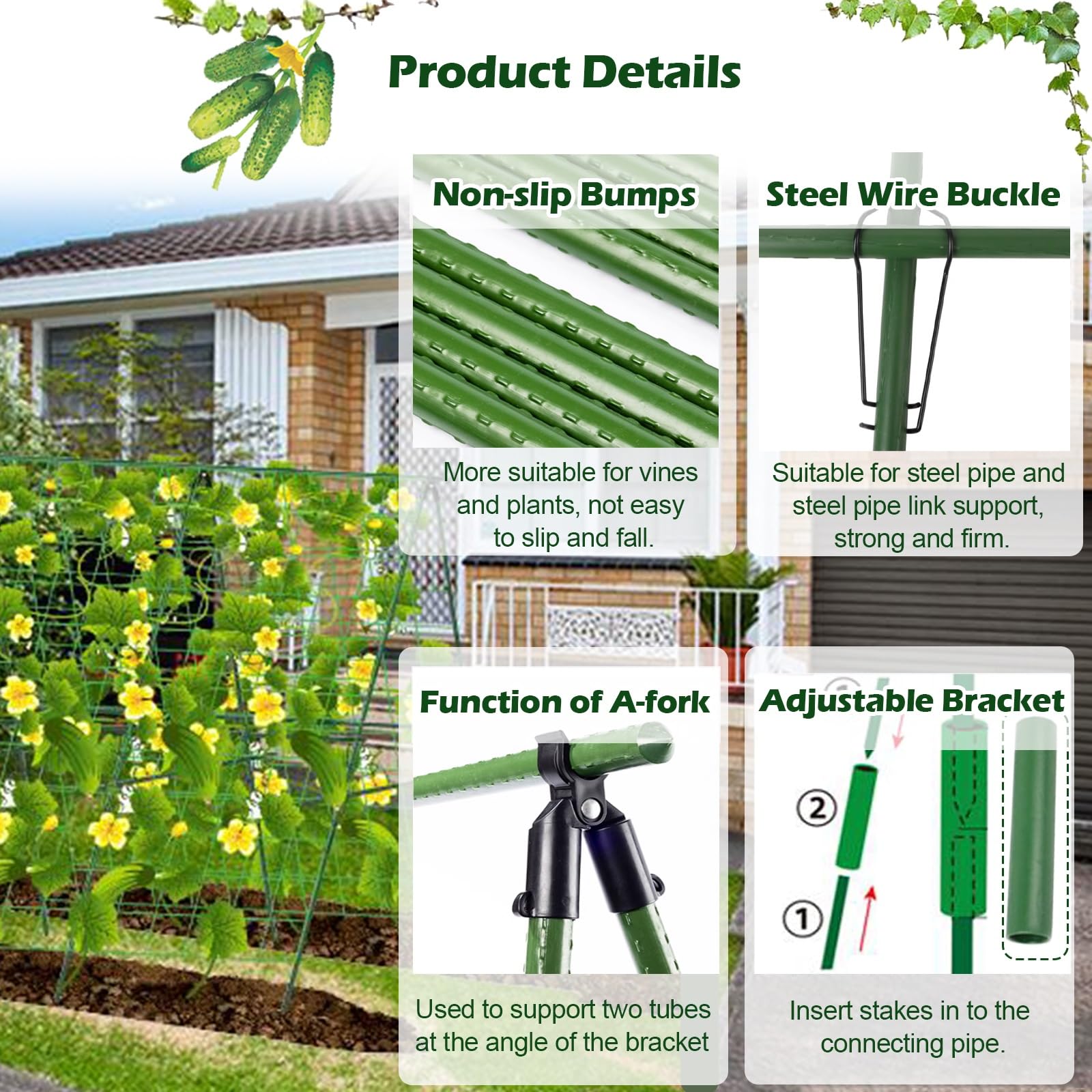 Traliccio Metallo Per Orto 160cm | Supporto Piante Rampicanti - Kit Completo
