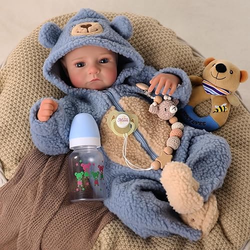 BABESIDE Lifelike Reborn Baby Dolls Boys - 17-Inch Real Baby Feeling Realistic-Newborn Baby Doll Soft Vinyl Real Life Baby Dolls with Toy & Gift Box for Kids