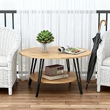 Manora Round Coffee Table with Storage, Small Circle Center Table for Living Room, Modern Wood Coffee Table for Home Office & Small Spaces, Easy Assembly, Oak