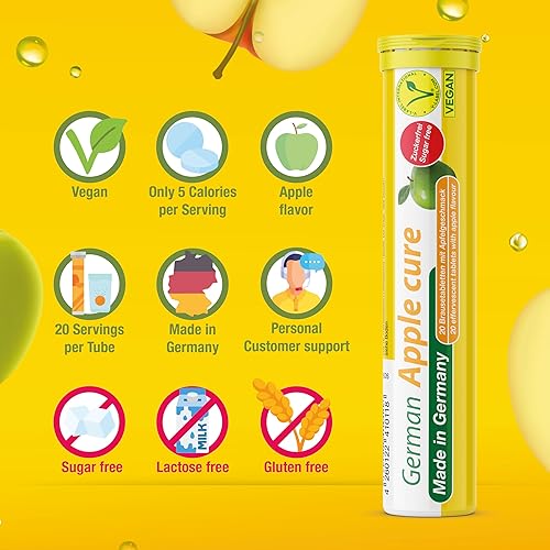 Miniatura 5 de T&D German Apple Cure - 240 tabletas efervescentes veganas - Sabor a manzana - Fabricado en Alemania