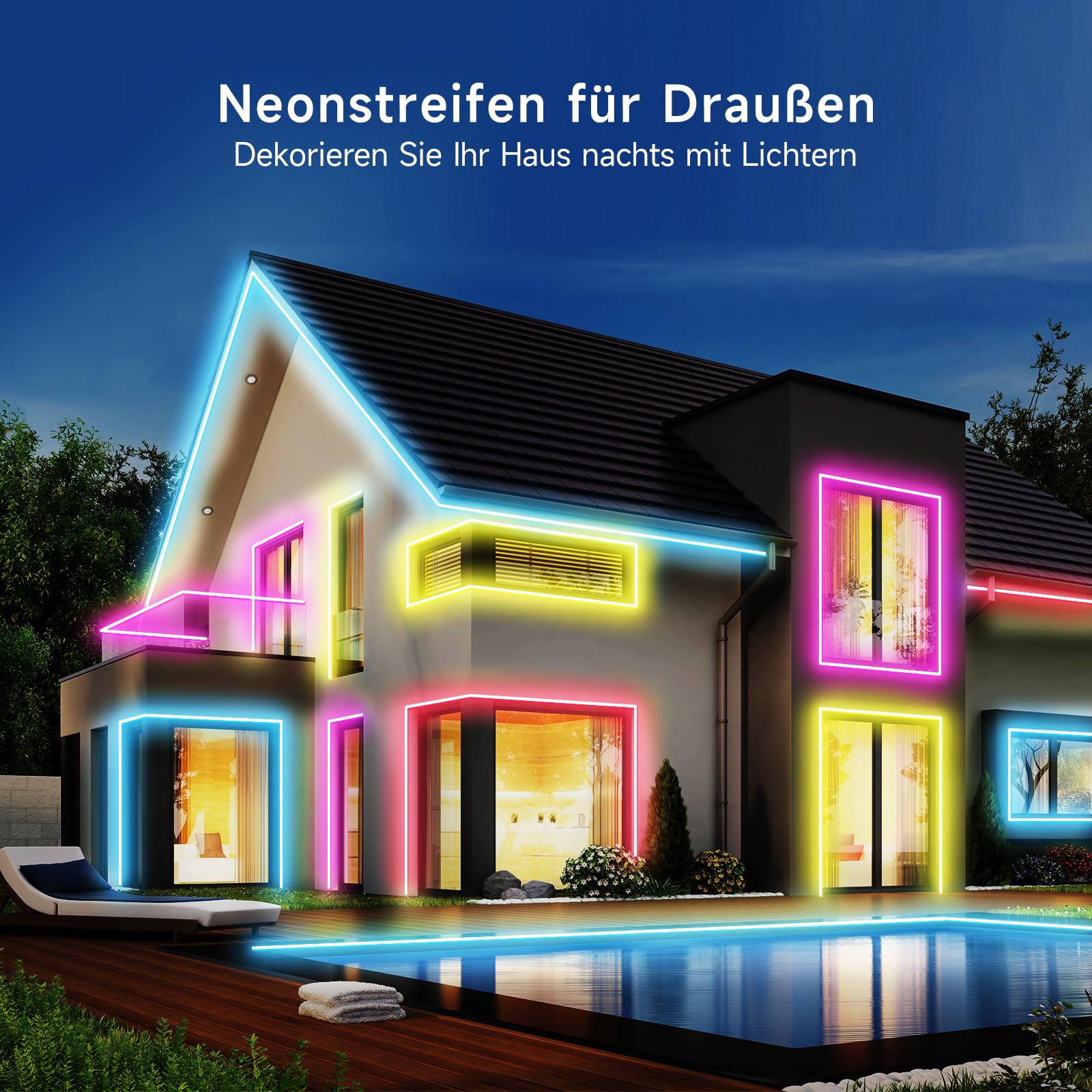 KANTUTOE Neon LED Streifen, 10m LED Strip mit Fernbedienung/APP Steuerung, 24V Flexibel IP65 Wasserdicht Musik Sync Gaming LED Schlauch, Rope LED Streifen für Schlafzimmer Oudoor Dekoration