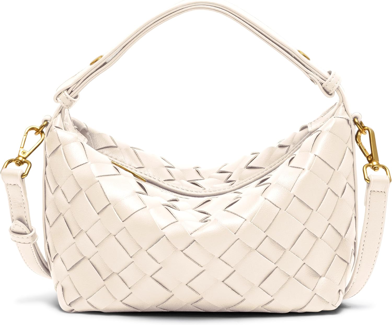 Joryin Woven Shoulder Bag for Women, Small Woven Purse Crossbody Bag Braided Handbag Top-Handle Vegan Leather Under Arm Bag