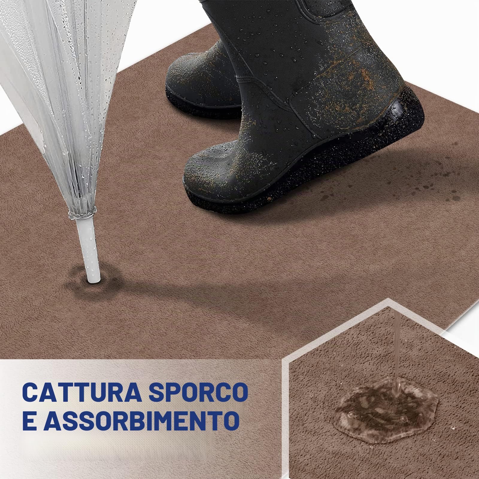 DFIONC - Zerbino per interni, lavabile, zerbino catturasporco, super sottile, resistente, tappeto da cucina assorbente, zerbino antiscivolo