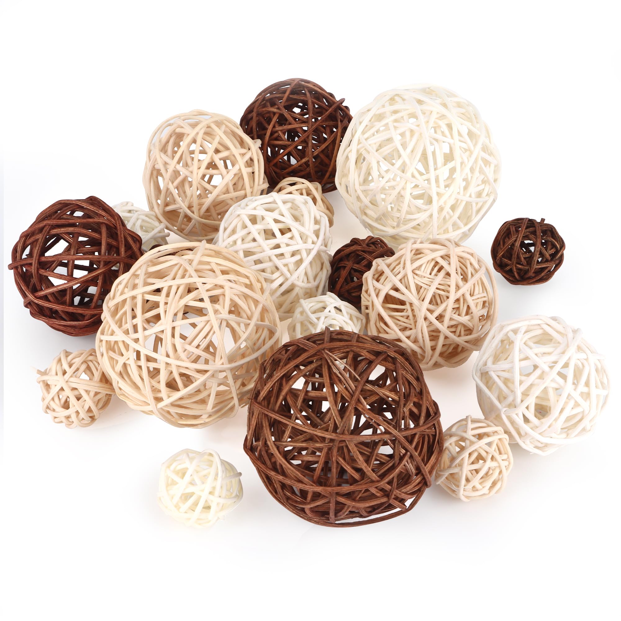 18 Piezas Bolas de Ratán, Mimbre Ratán Decorativas, Decoración de Mesa Fiesta Colgante Aromaterapia Aroma Conejo Pájaro Loro Masticar Juguete