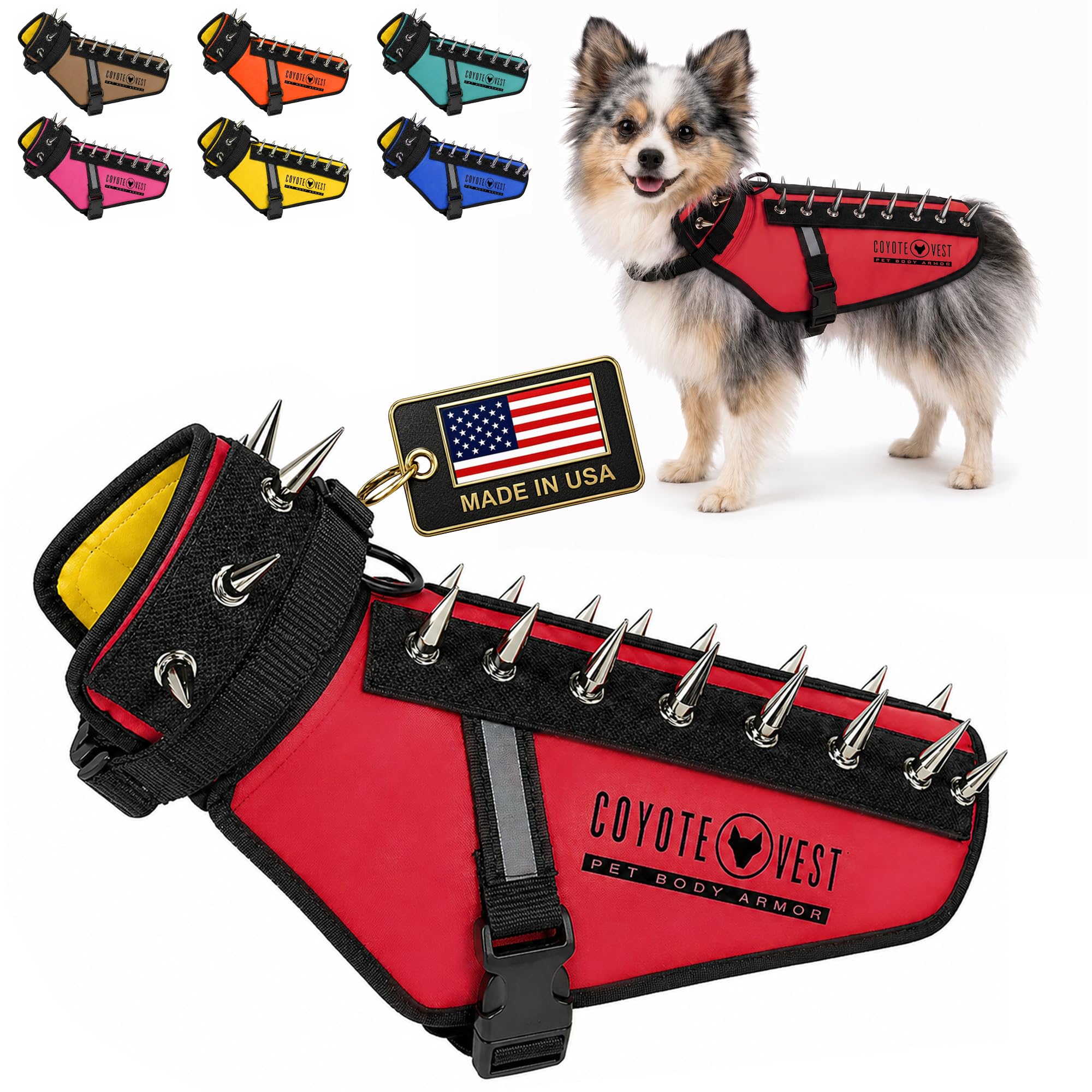 CoyoteVest Dog Harness | Stab-Resistant Protective Vest | Coyote Vest for Dogs | Defends Against Coyotes, Dogs, Birds of Prey | Reflective Safety, Made in USA (X-Small, Red) โ image 1