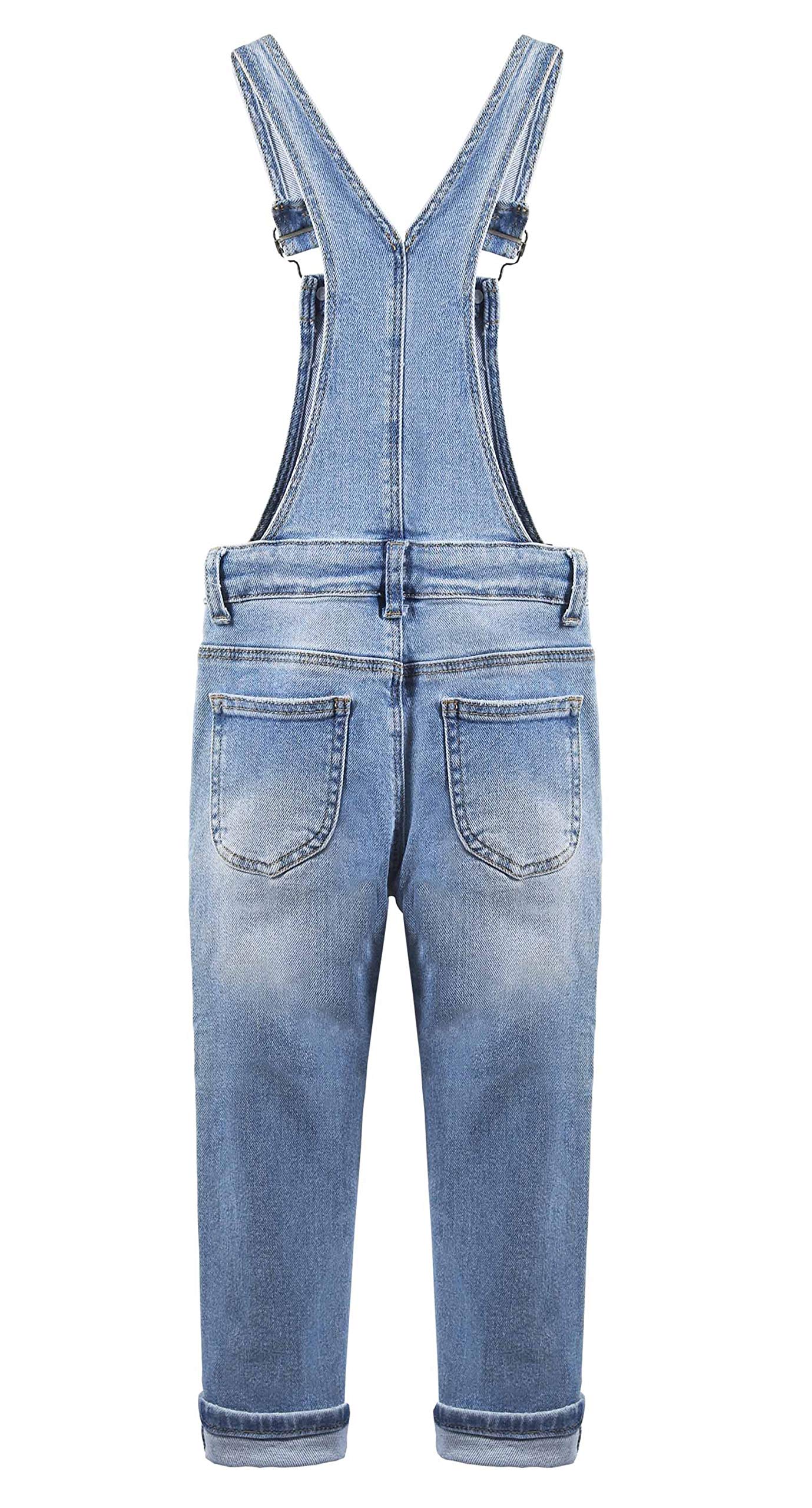 KIDSCOOL SPACE Peto vaquero ajustado con pechera grande rasgado para niñas