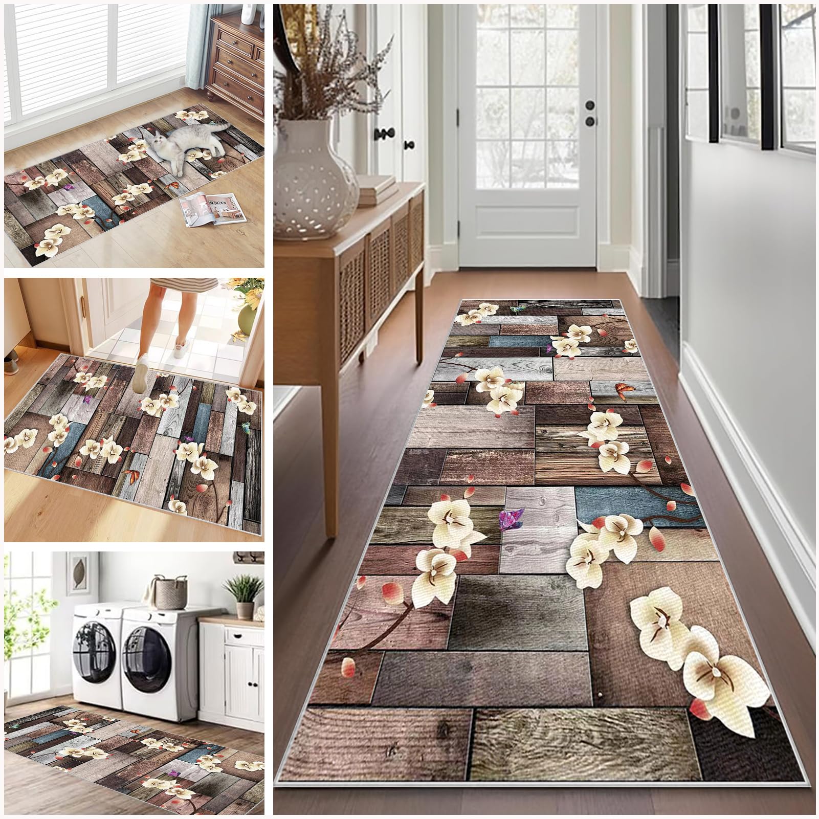 Hallway Carpet Runners Non Slip Washable 120 x 180 cm Entryway Runner Rugs Kitchen Carpet Rug Narrow Rug Vintage Carpet Runners for Hallway Long Hall Runner Rug for Kitchen Entryway Corridor Bedroom โ image 1