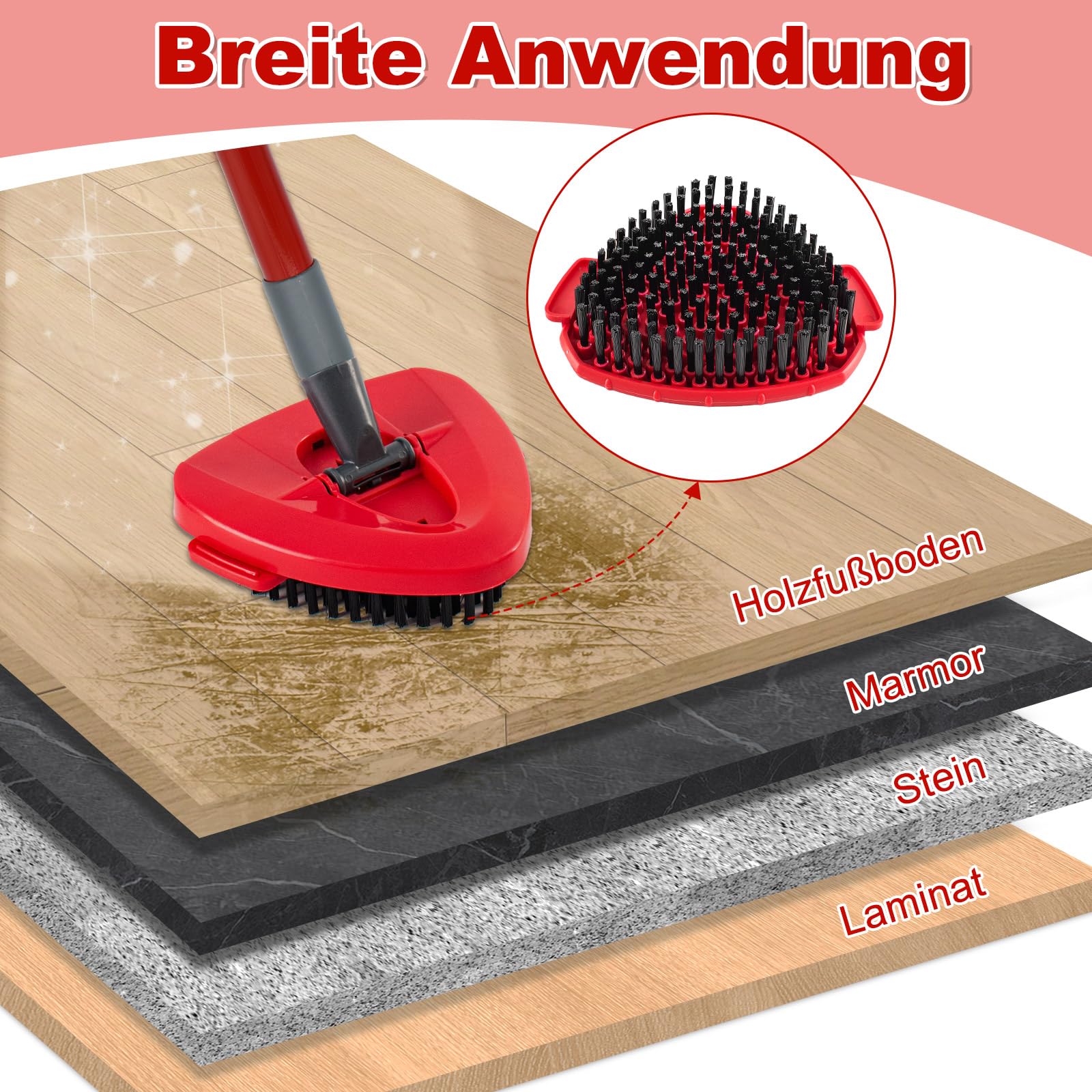 Lot de 2 brosses à dents améliorées compatibles avec Vileda EasyWring 1 réservoir, Scrubber Mop Attachments for Vileda Brush Head, Hard Bristle Cleaning Brush for Floor Bathroom Kitchen Wall Tile