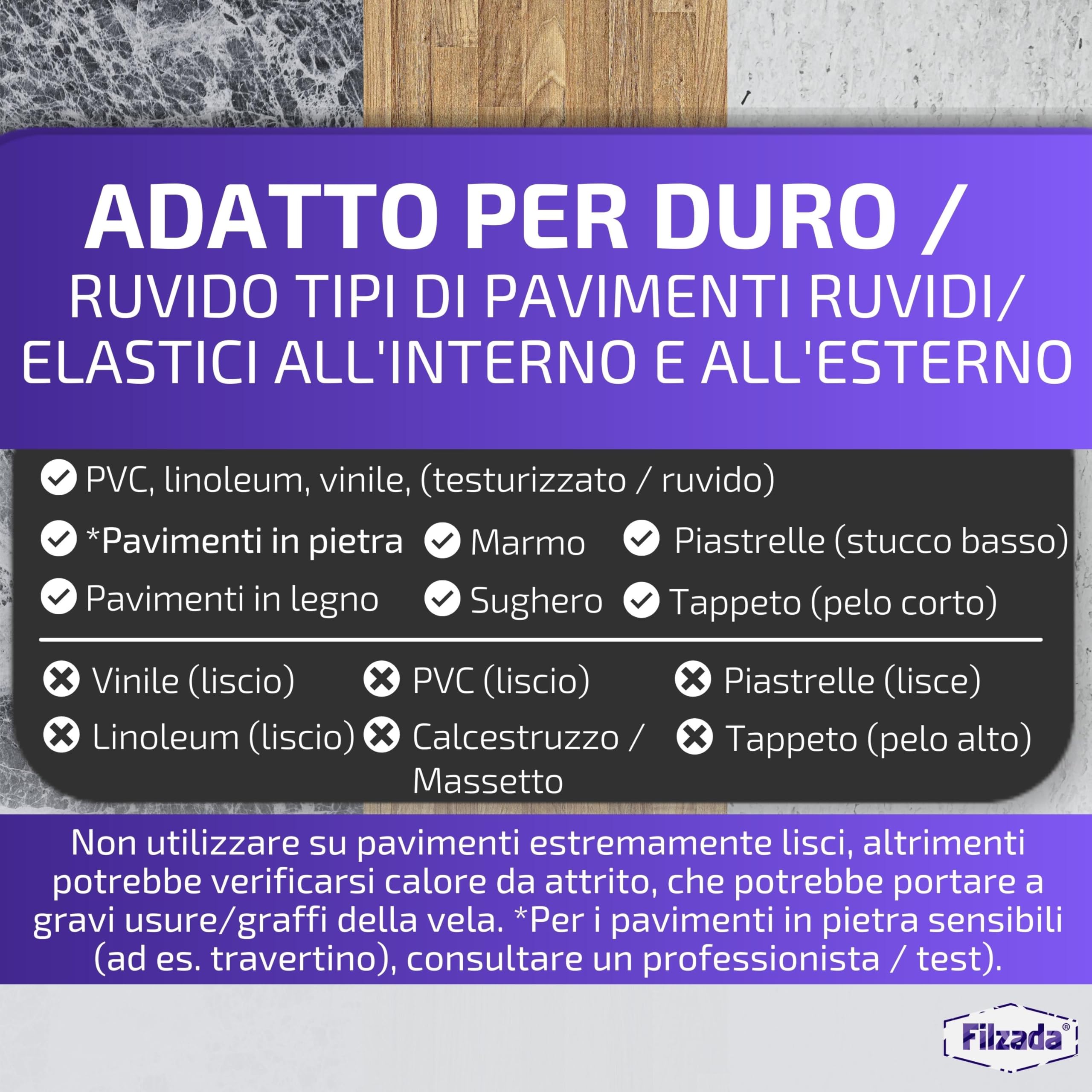 Filzada® 8x Piedini per mobili autoadesivo in Teflon - 70 x 19 mm (quadrato) - Scivoli per mobili professionali/scivoli per tappeti in PTFE (Teflon)