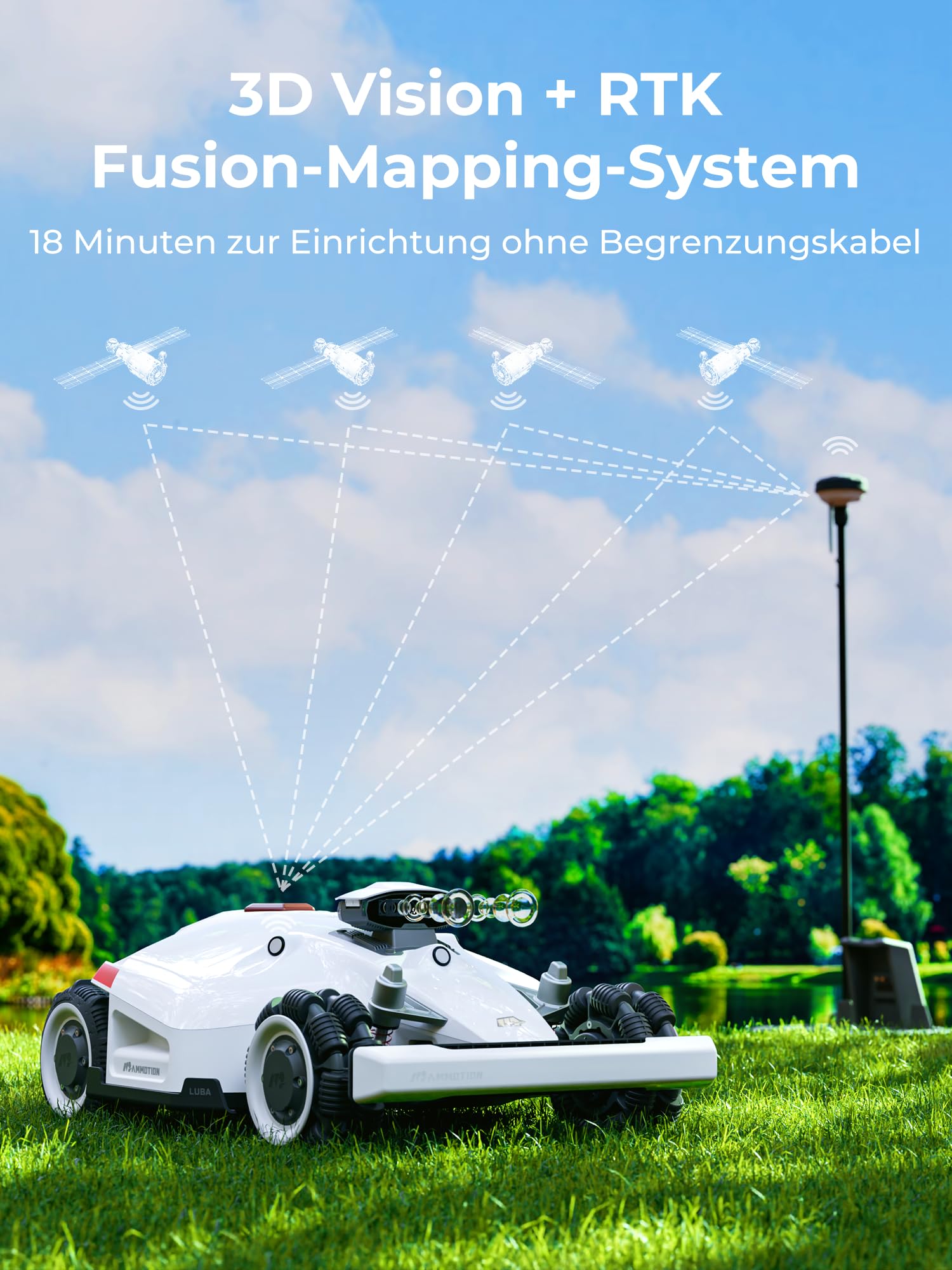 Mammotion LUBA 3 AWD Mähroboter, 360° LiDAR+Dual-Kamera mit KI-Steuerung, AWD für bis zu 80% Steigung (3000㎡ Old Version)