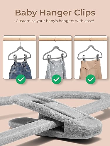 Miniatura 5 de COZYMOOD Paquete de 24 clips de terciopelo para colgar pantalones, clips duraderos para colgar ropa para perchas de terciopelo, clips de terciopelo