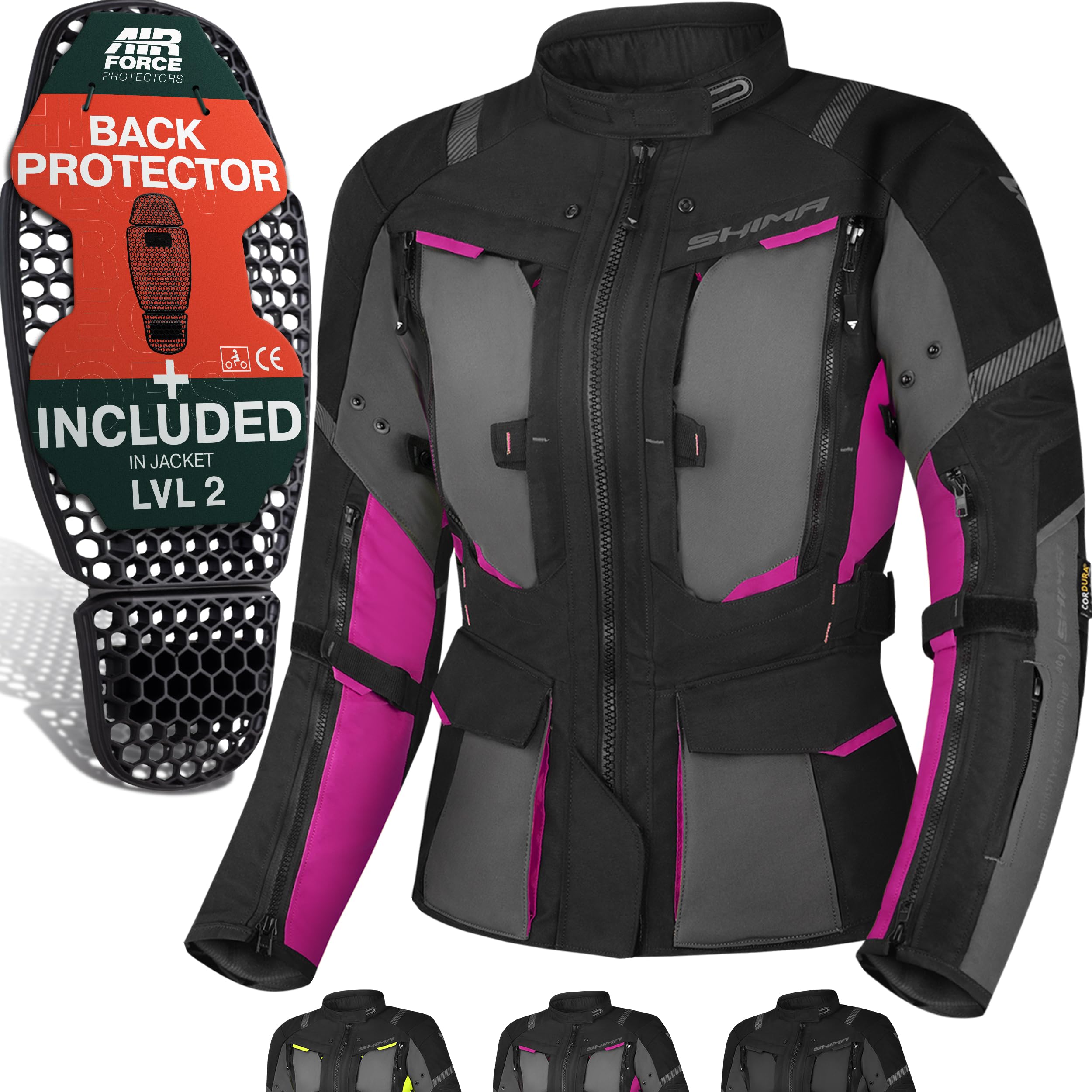 SHIMA HERO 2.0 Motorbike Jacket for Women | All Season Adventure Cordura Mens Touring Jacket with Waterproof Membrane Heating Layer CE Armor Pads Width Adjustment (Pink, XS)
