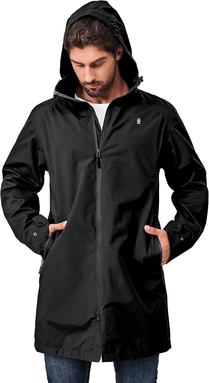 Little Donkey Andy Men's Waterproof Rain Jacket Outdoor Lightweight Mountain Windbreaker Long Coat for Hiking Golf Travel - Image 3