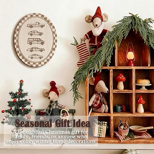 Miniatura 5 de Dilemat Decoración de habitación de niños, decoración de habitación de autos para niños, arte de pared ovalado, retro, neutro, vehículo a cuadros,