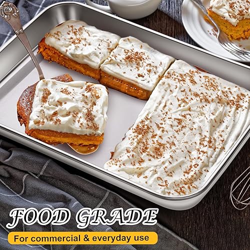 Miniatura 3 de Juego de 6 bandejas para hornear, bandeja de horno de acero inoxidable, bandeja de horno de metal, bandeja para hornear para horno tostador, fácil