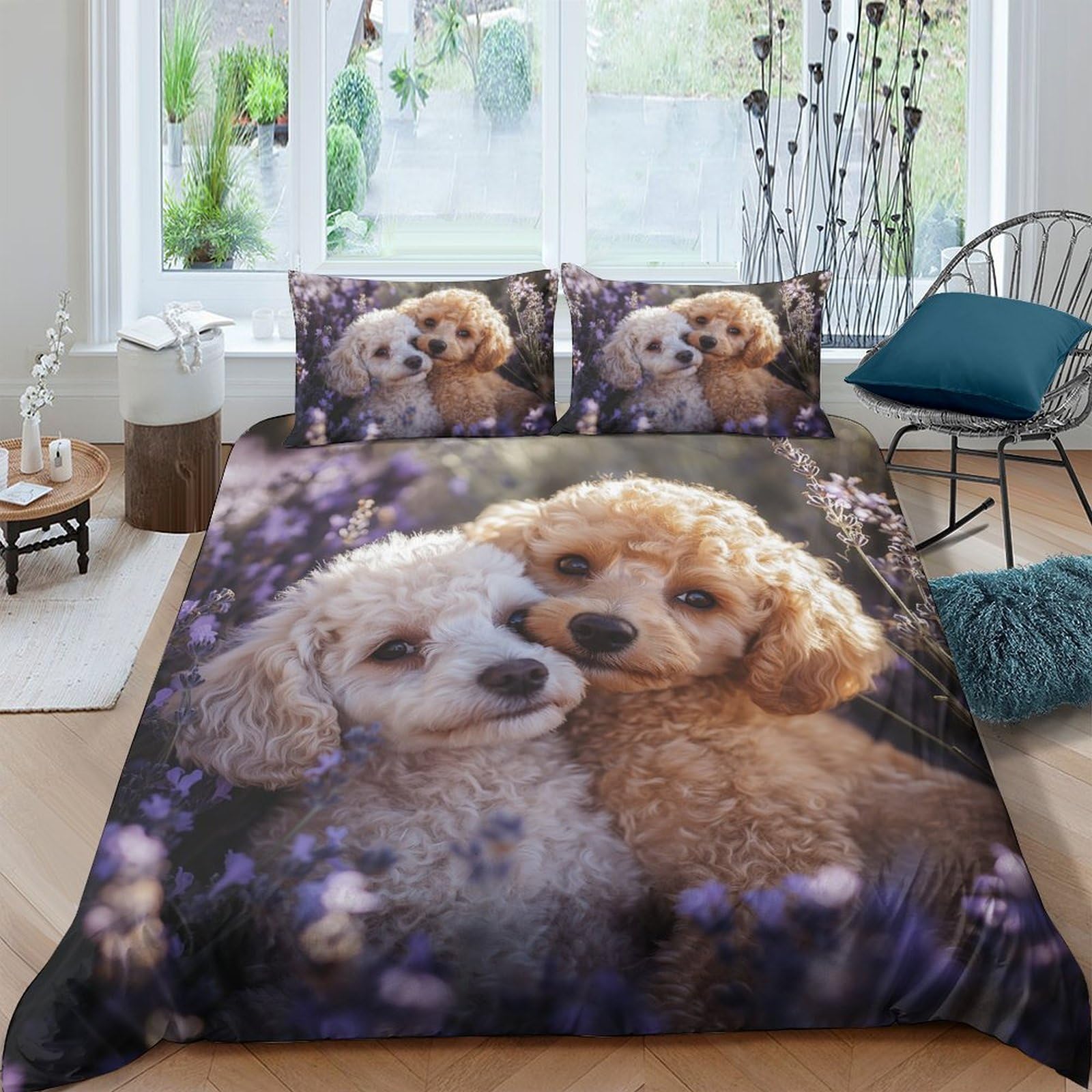 Ctjqhvkz Style-7 3D Printed Cute Poodle Fitted Sheet Microfiber Soft Dog Lovers Mattress Cover For Bedroom Guest Room Decor Single（135X200cm）