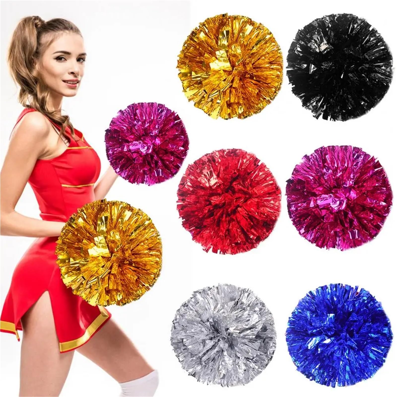 Lot de 10 pompons pom-pom girl avec anneau, accessoires , en plastique léger, for sports d'équipe, for fête pour Matchs de Sport