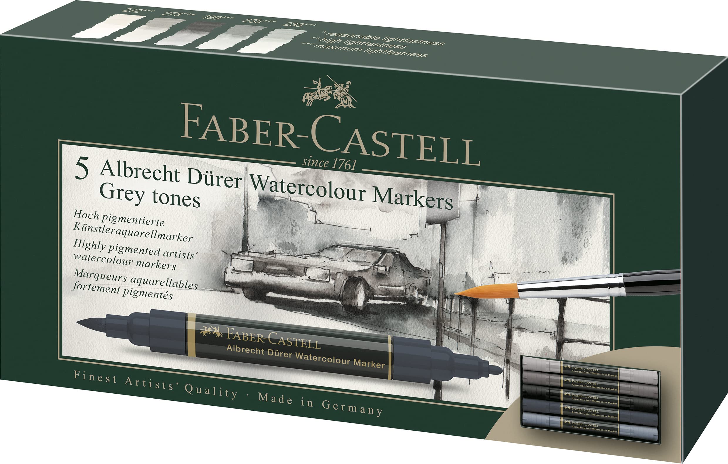 Faber-Castell 160305 Marker acquerellabili, confezione da 5 160306 Marker acquerellabile, astuccio da 5 160309 Marker acquerellabili, astuccio da 5