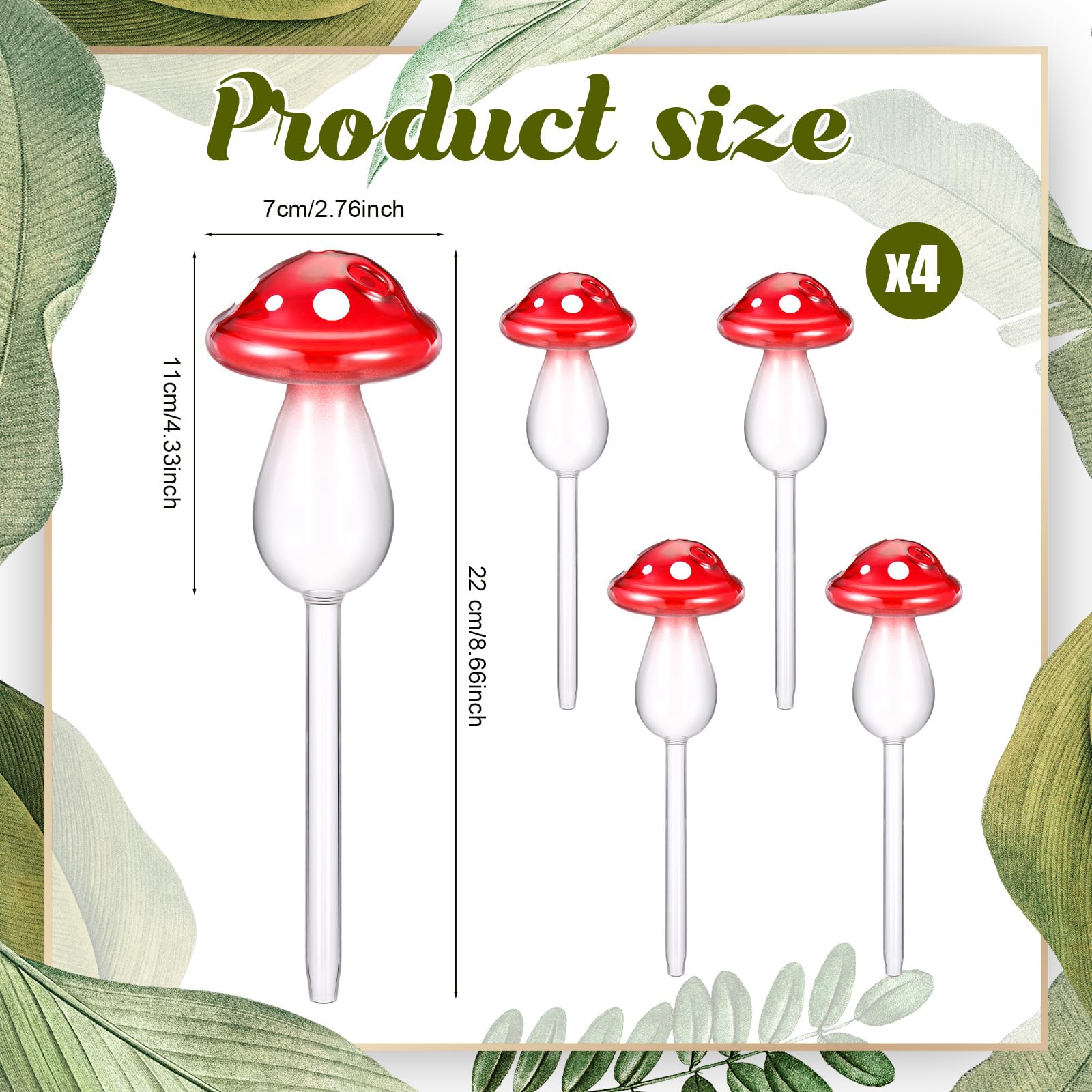 Weysat Lot de 4 globes d'arrosage automatique en verre pour plantes d'intérieur, appareils d'arrosage de champignons, bulbes d'arrosage automatique pour plantes, plantes, plantes en pot pour jardin