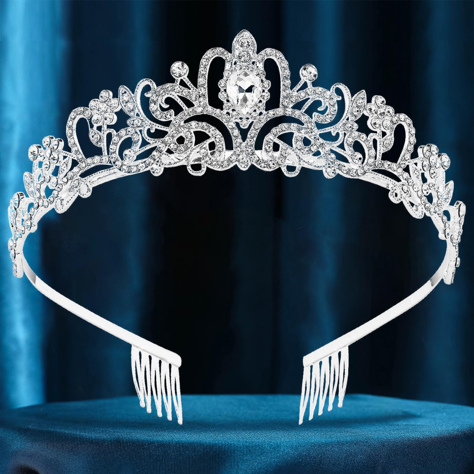 Luxuious Round Pearls Tiara Women Crystal Rhinestone Tiaras And Crowns