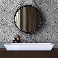 Vista 3 de Azulejo de espiga gris para salpicaduras de pelar y pegar, superficie de metal cepillado de aluminio autoadhesivo para azulejos de pared