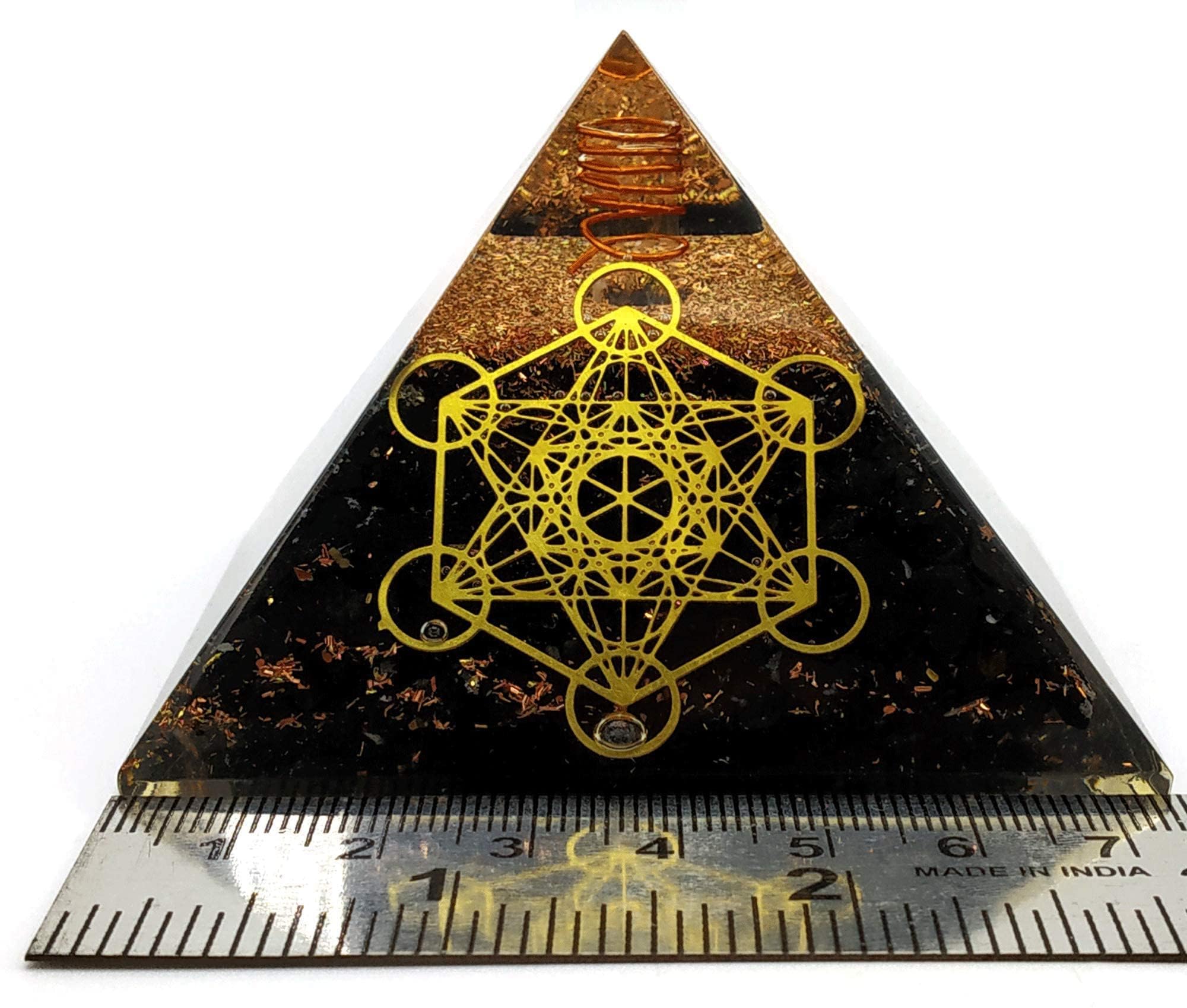 Piramide di shungite e orgonite per campi elettromagnetici e energia negativa | Piramide di organite orgonica di cristallo naturale (cubo di Metatron)