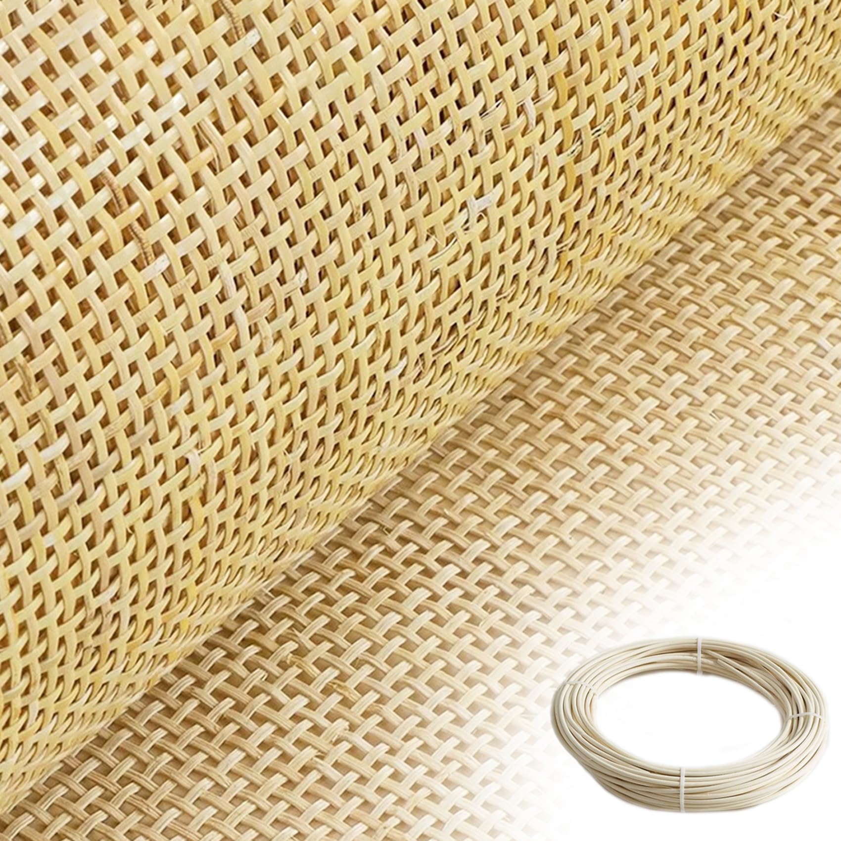 Rollo de Ratan por Metros, 50cm de Ancho Natural Rejilla Rollo Mimbre para Muebles, Correas de Tela Ratán, Cinta de Caña Tejida para Silla Cesta Bricolaje(50x150cm)