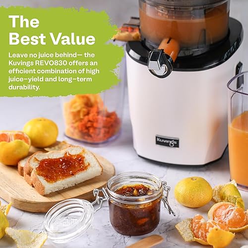 Miniatura 5 de Kuvings Whole Slow Juicer REVO830SWP Exprimidor de Prensa Fría de Masticación - Máquina Exprimidora de Jugo - Tolva de Alimentos Extra Ancha de 88mm