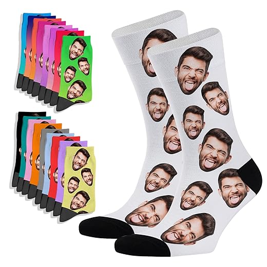 Custom Your Face Socks Personalized Print Your Photo Face Socks, I Love My Mom Crew Socks for Women Mother's Day