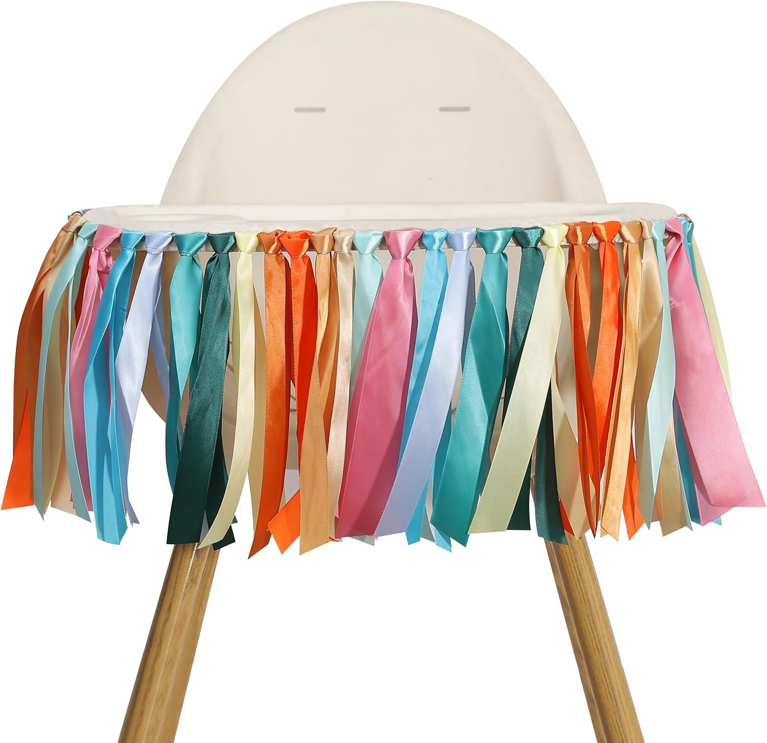 Colorful Satin Ribbon Tassel Banner - Rainbow Pastel Fabric Garland, Distance Adjustable Foldable Ribbon Bunting, Bohemian Candy Color Blocking Banner, For Cake Smash Birthday Wedding Decorations