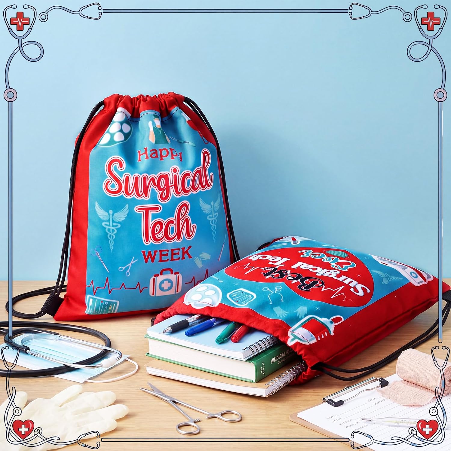 24 Pcs Surgical Tech Week Gifts Bulk Surgical Technologist Drawstring Bags