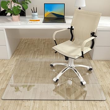 HARRITPURE 46"x36" Office Chair Mat Tempered Glass Carpet Chair Mats for Hardwood Floor Oversized Clear Computer Chair Mats Easy Cleaning Mat Used on Swivel Chairs Ceramic Tile Carpet