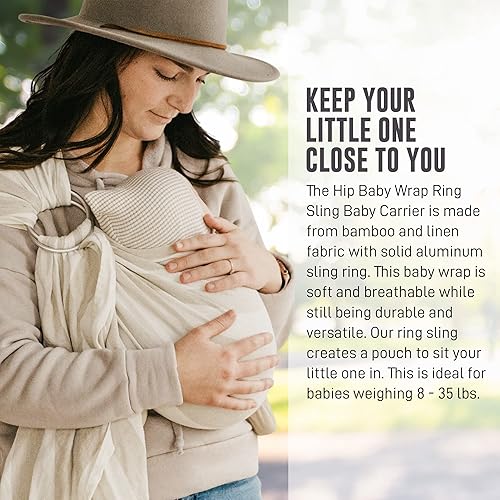 Miniatura 4 de Hip Baby Wrap Portabebés Ring Sling - Portabebés de lino de bambú extra suave - Portabebés lavable a máquina fabricado con todos los tintes