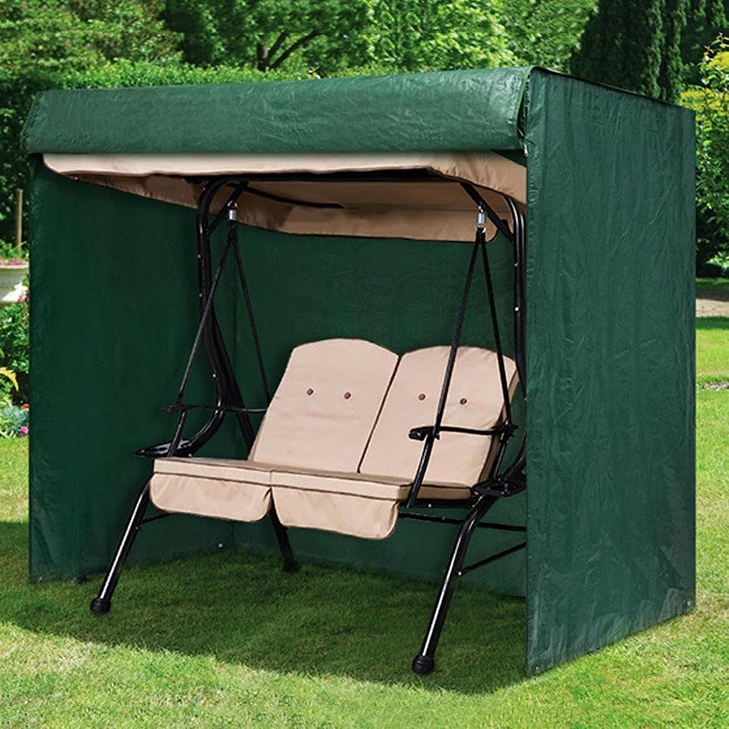 FLTRGO Swing Chair Covers 2 Seater Waterproof,Hammock Garden Cover with Zips,Outdoor Swing Cover UV Resistant Swing Canopy Cover,204 * 177 * 110cm